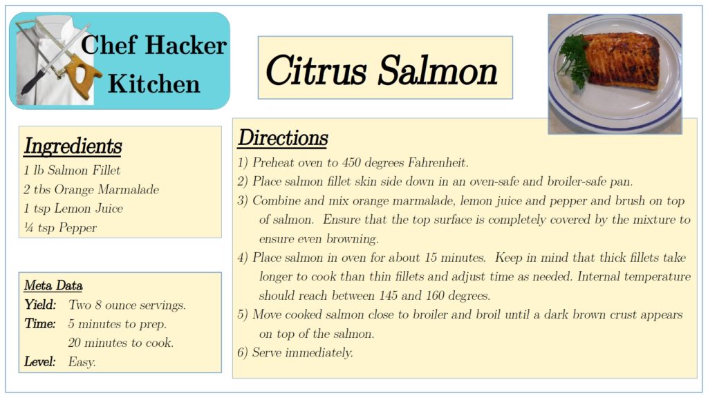 Citrus Salmon Recipe Card