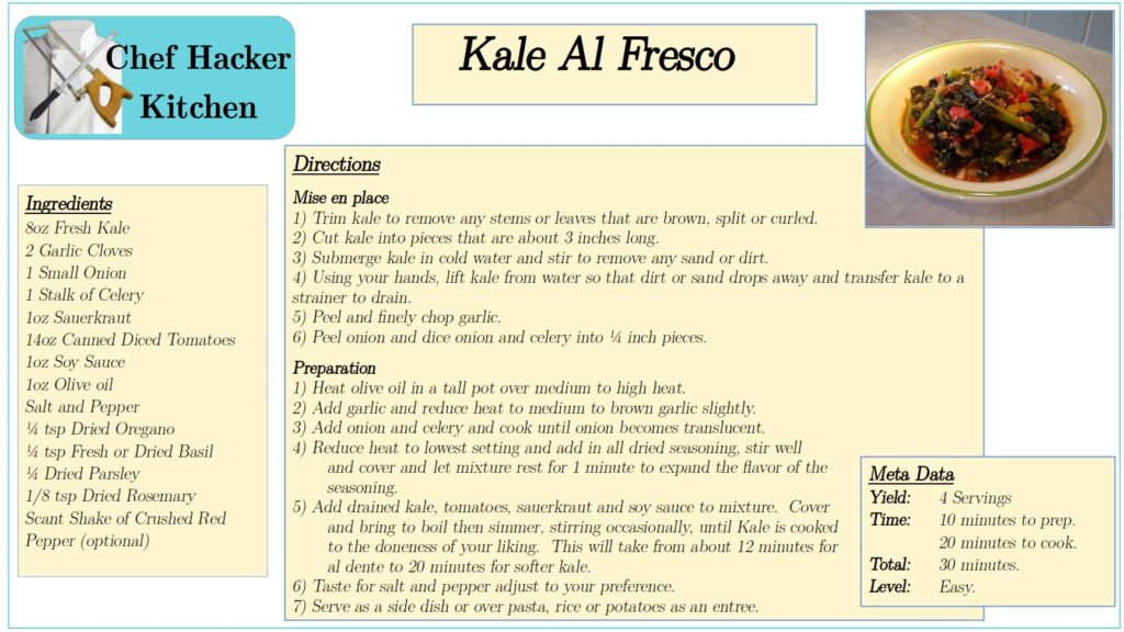 Kale Al Fresco Recipe Card