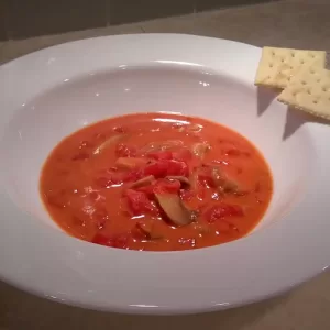 Bowl of Tomato Basil Mushroom Bisque