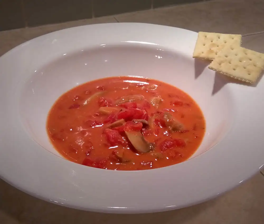 Bowl of Tomato Basil Mushroom Bisque