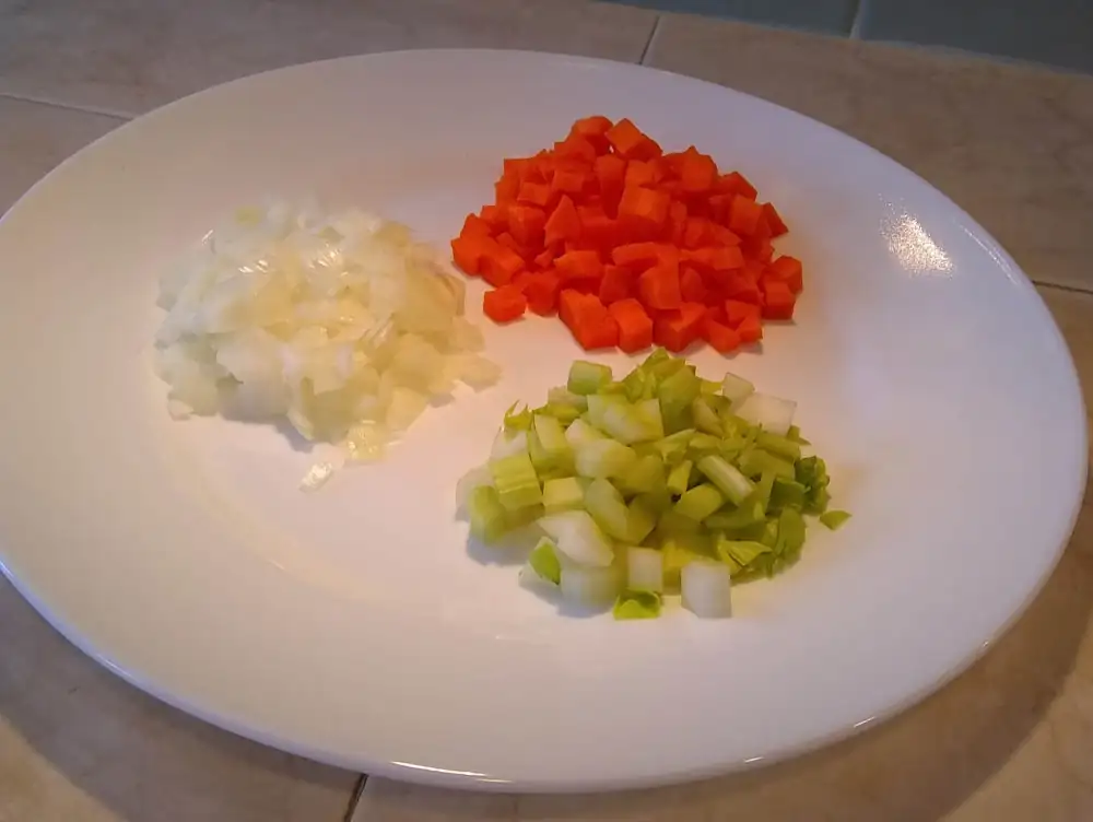 Plated Mirepoix