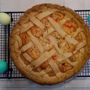 Easter Wheat Pie With Colored Eggs