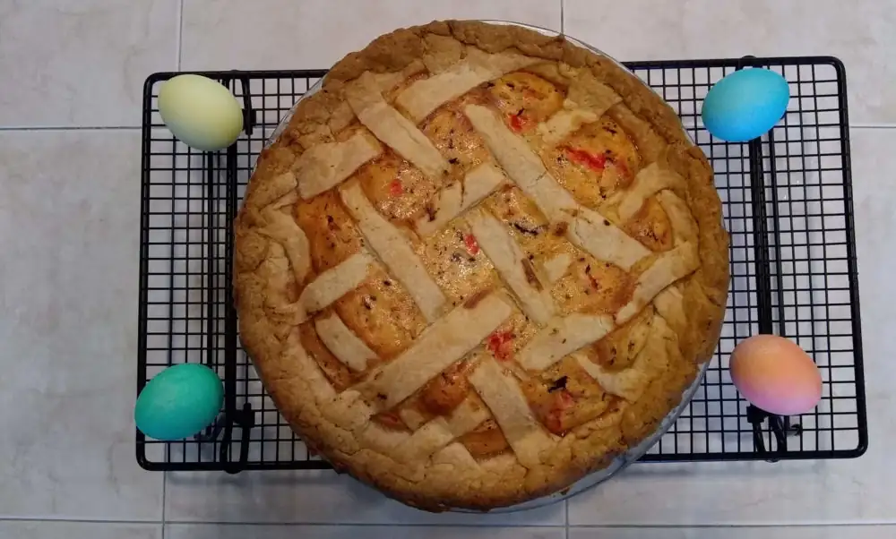 Easter Wheat Pie With Colored Eggs