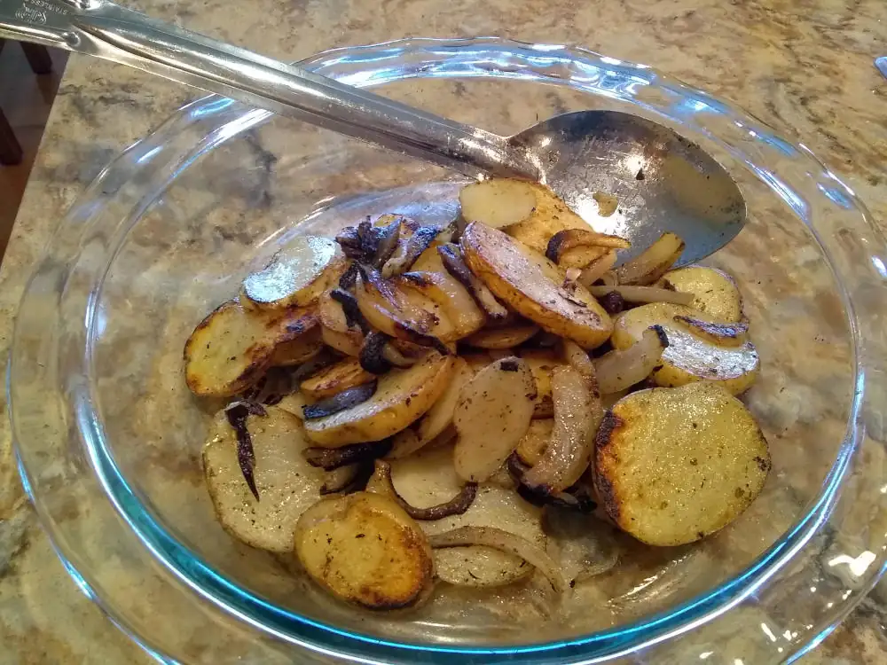 Service Bowl of Browned Potatoes and Onions