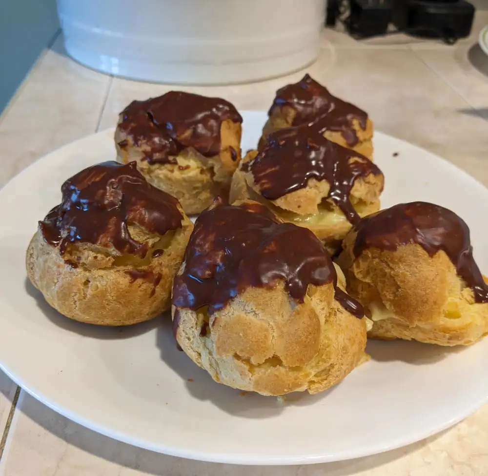 Six Lovely Boston Cream Puffs