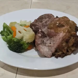 Stuffed Pork Chop With Mixed Vegetables