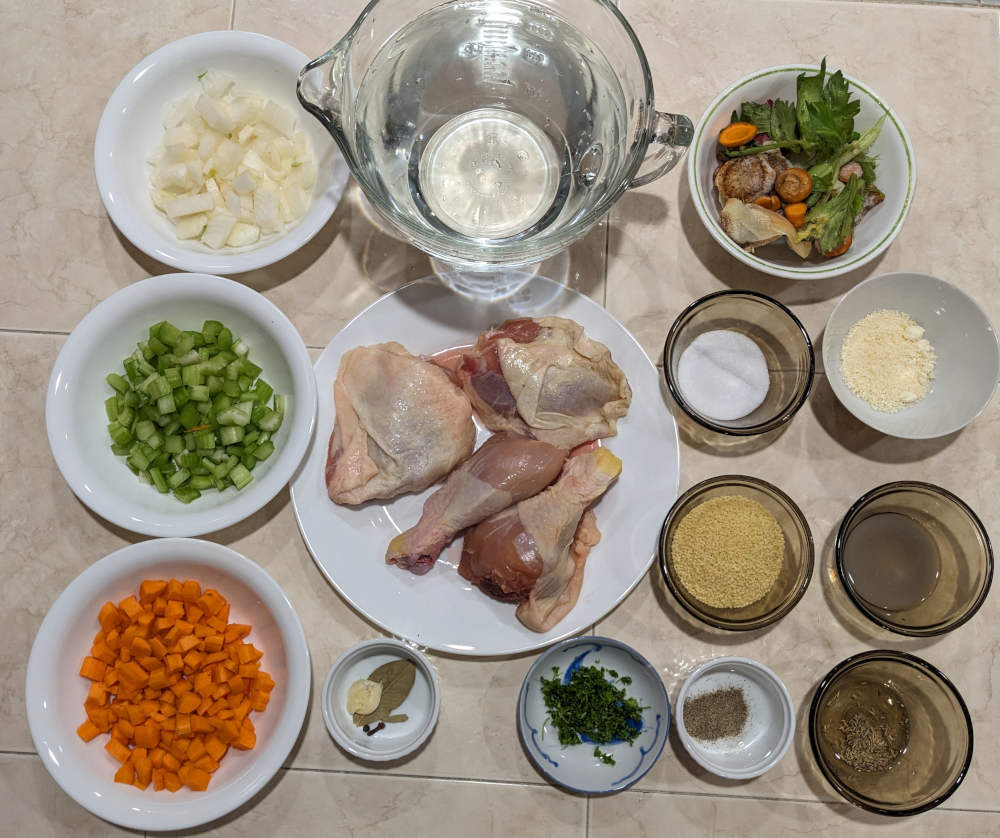 Ingredients for Chicken Pastina Soup