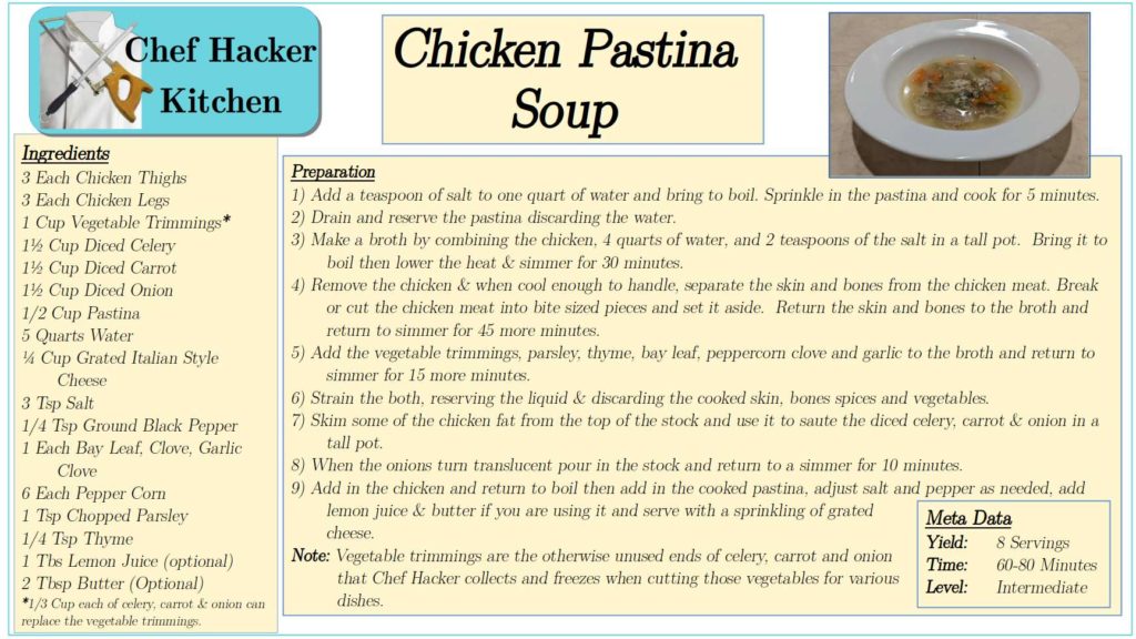 Chicken Pastina Soup Recipe card