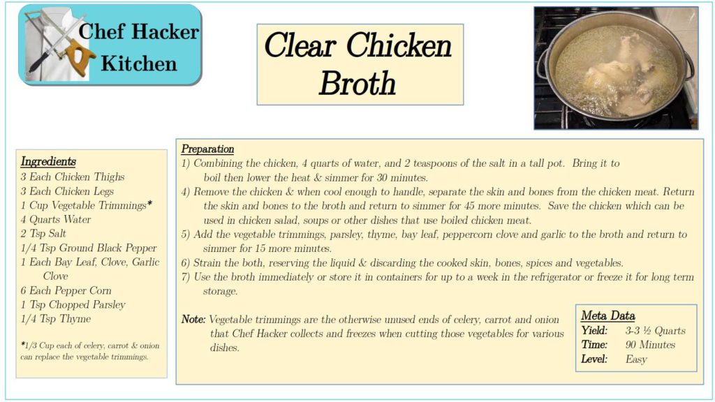 Clear Chicken Broth Recipe Card.