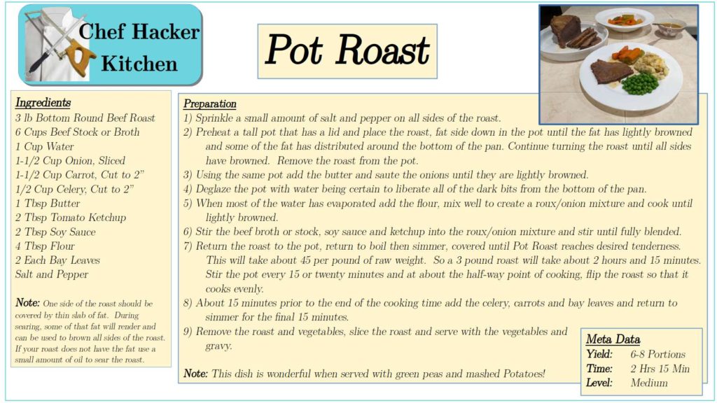 Pot Roast Recipe Card