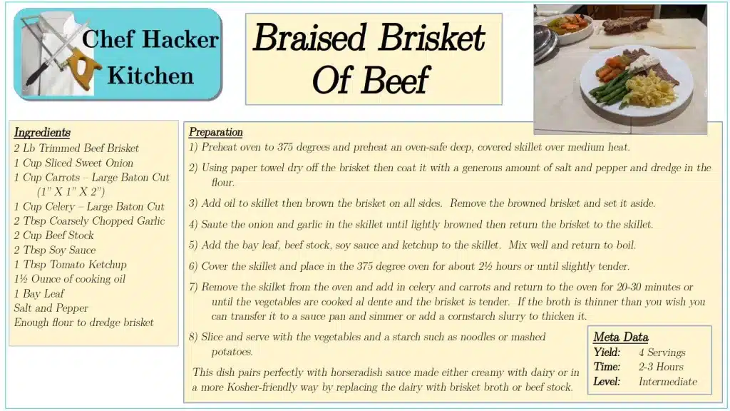 Braised Brisket Recipe Card